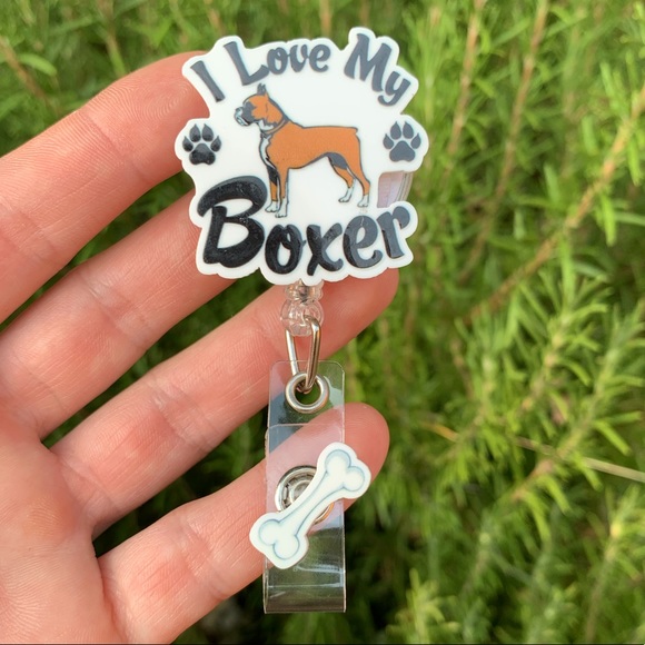 I LOVE MY BOXER BADGE HOLDER - Picture 1 of 4